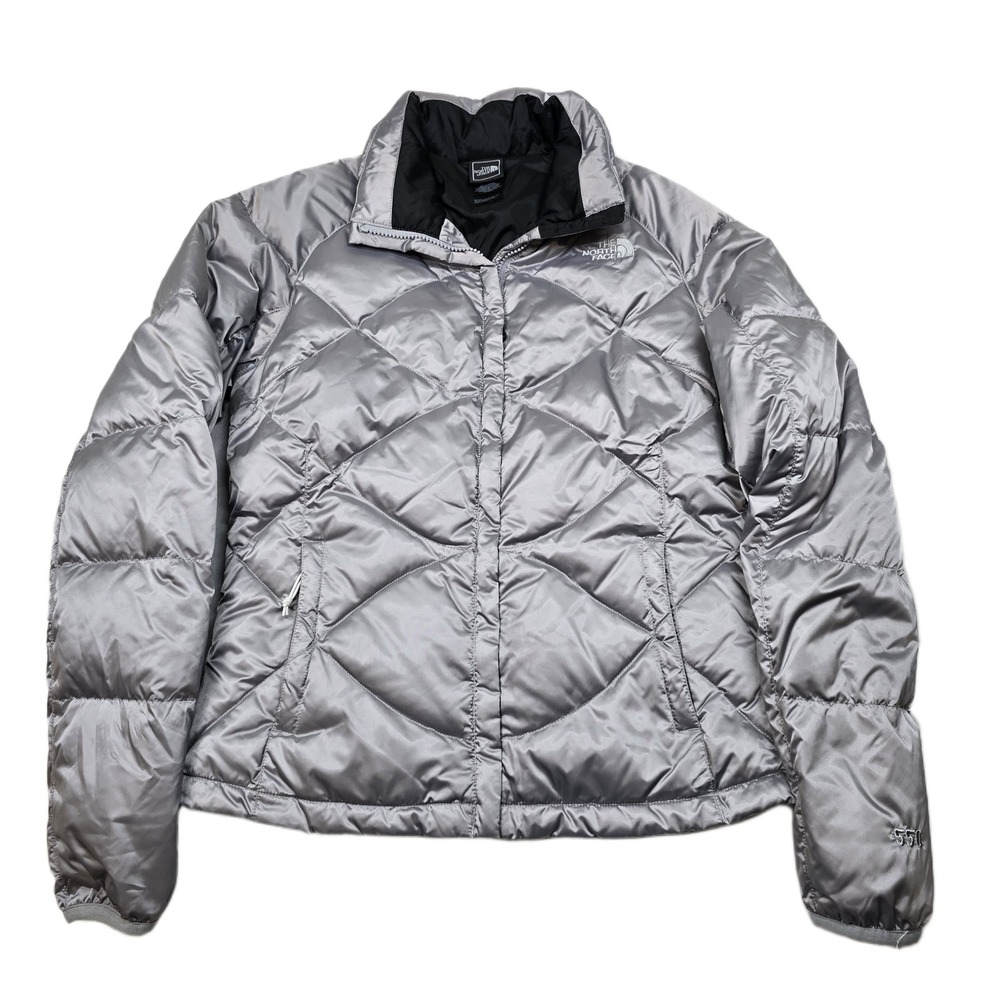 The North Face Goose Down Puffer Jacket Womens Small‎ Petite Silver 550 Fill